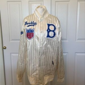 NWT Brooklyn Dodgers Retro Vintage Style Striped Bomber Jacket Size XL